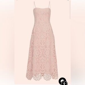 Pearl by Lela Rose Blush Floral Lace Midi Dress Size 4 NWT